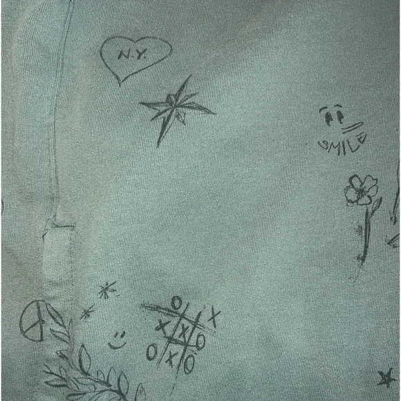 Abercrombie & Fitch Soft Fleece Hoodie Size Large Green Graffiti - Picture 4 of 5